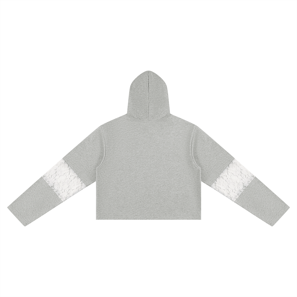 WOMENS 'DOPE'  Cropped Lace-Panel Hoodie