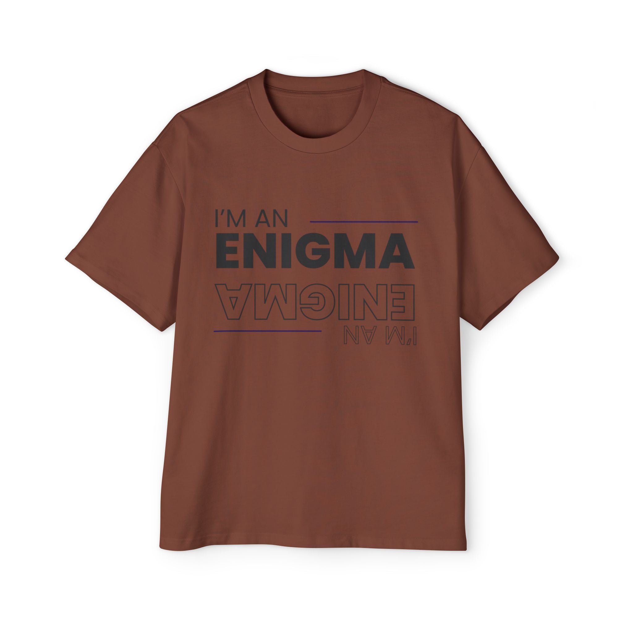I'm An Enigma Oversized Tee — Graphic Men’s Heavy Cotton Shirt with Back Star & "Blunt & Bold" Print