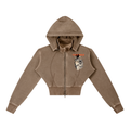 Womens 'STAY WILD' Vintage Washed Cropped Fleece Hoodie