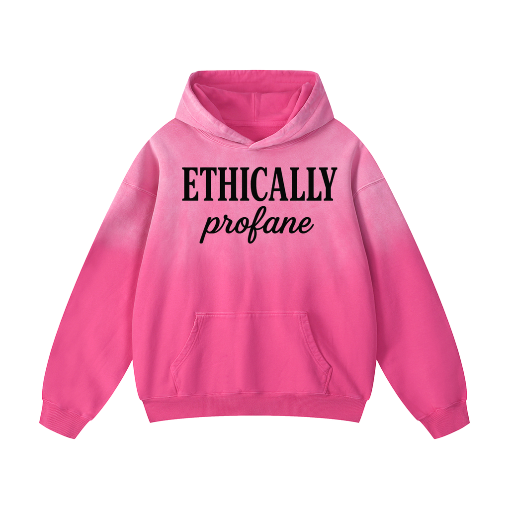 Mens 'ETHICALLY PROFANE' Heavyweight Sunfade Oversized Hoodie
