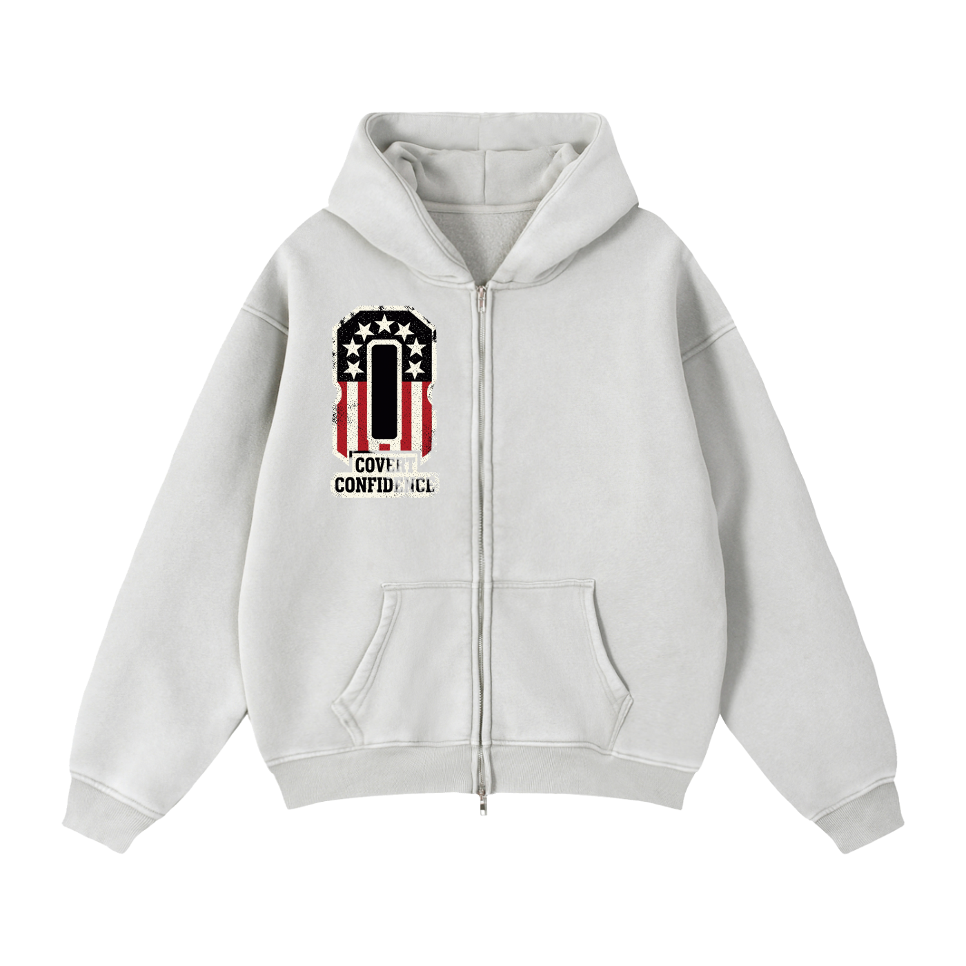 MENS 'COVERT CONFIDENCE' Zip-Through Boxy Fleece Hoodie