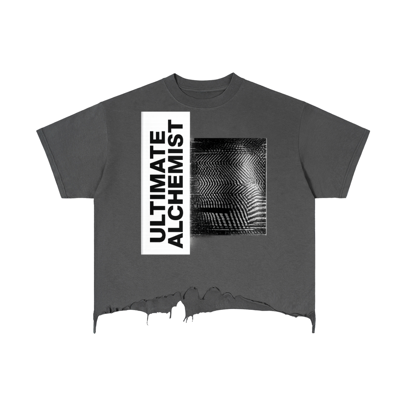 Mens 'ULTIMATE ALCHEMIST' Vintage Wash Boxy Distressed Hem Tee