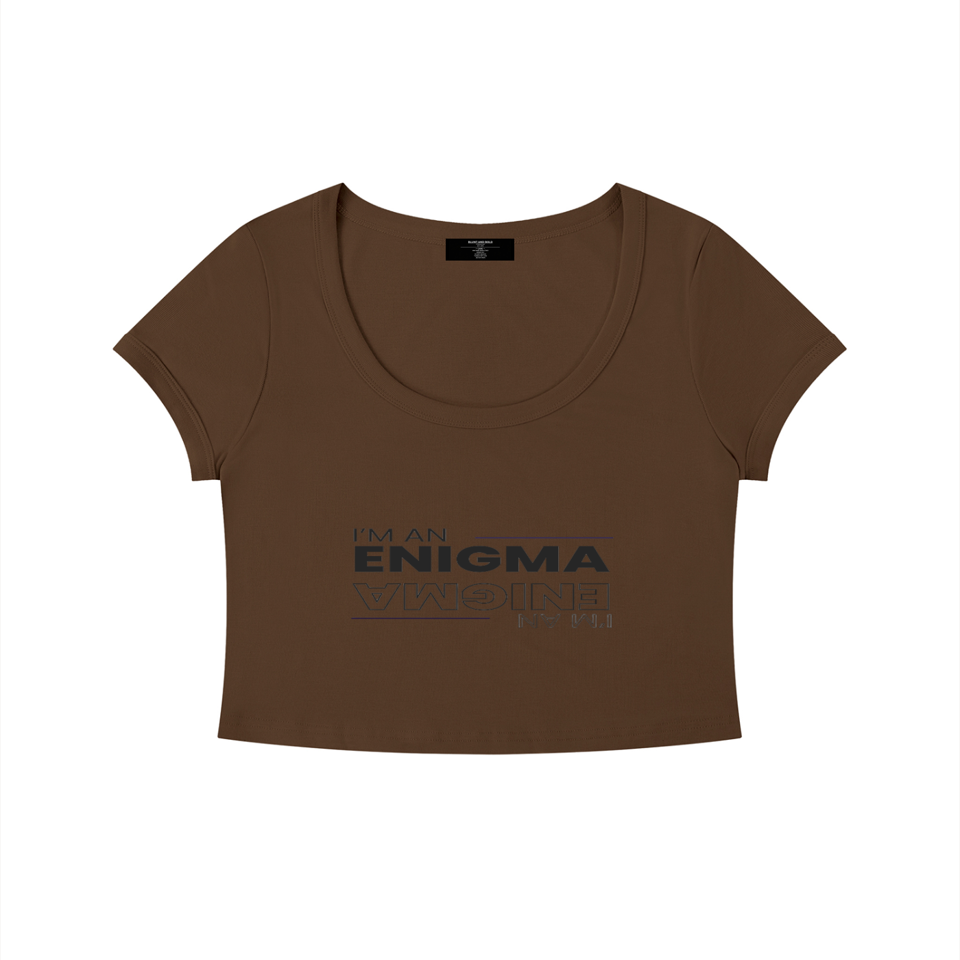 Womens 'ENIGMA' Solid Color Slim Crop Tee