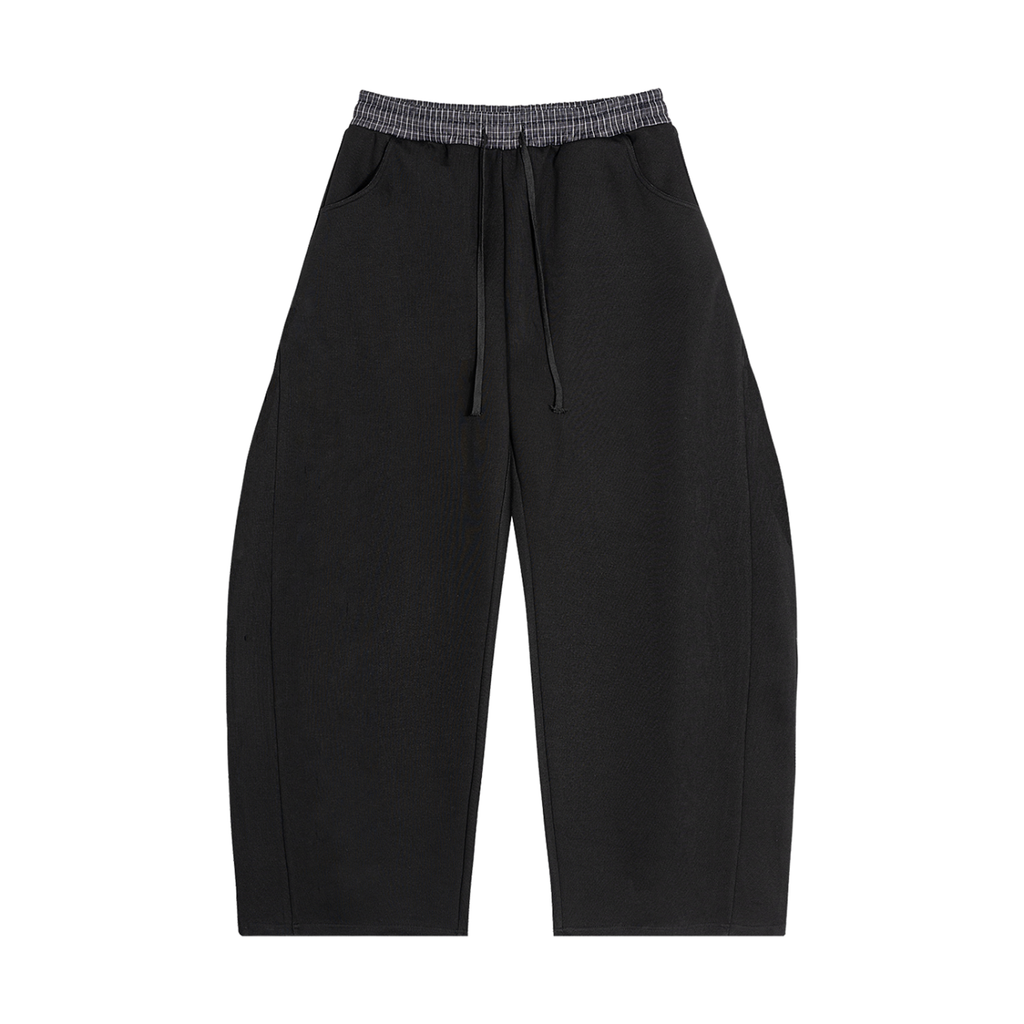 Mens Plaid Waistband Barrel Sweatpants