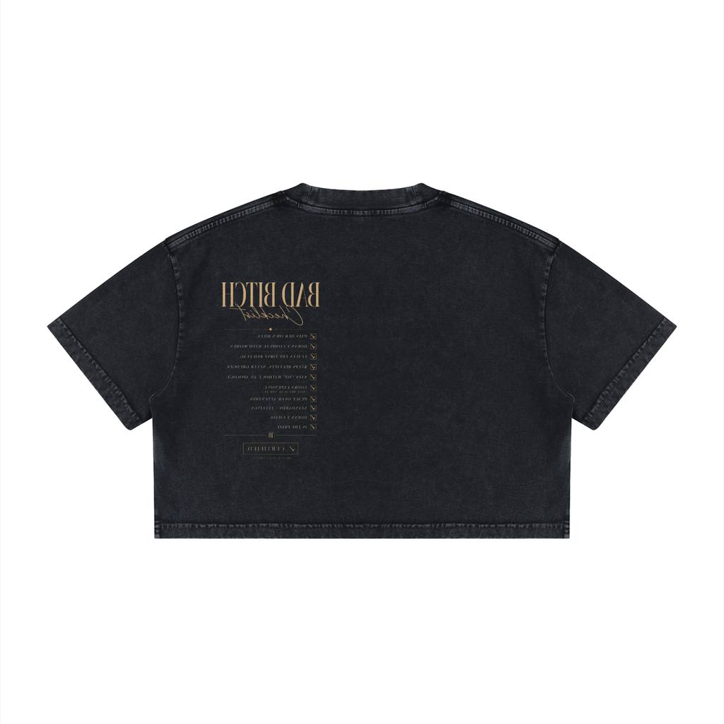 WOMENS 'BAD BITCH V2'  Mineral Wash Cotton Crop TEE