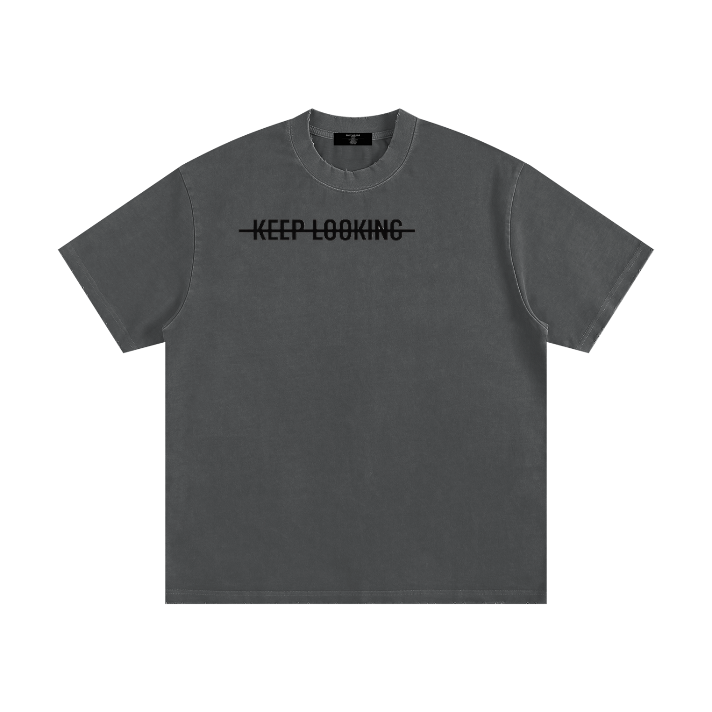 Mens 'KEEP LOOKING' Heavyweight Vintage Washed Frayed Tee