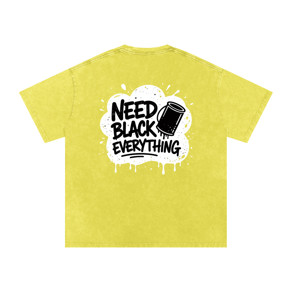 MENS 'NEED  BLACK EVERYTHING 'Snow Washed Oversized Cotton TEE