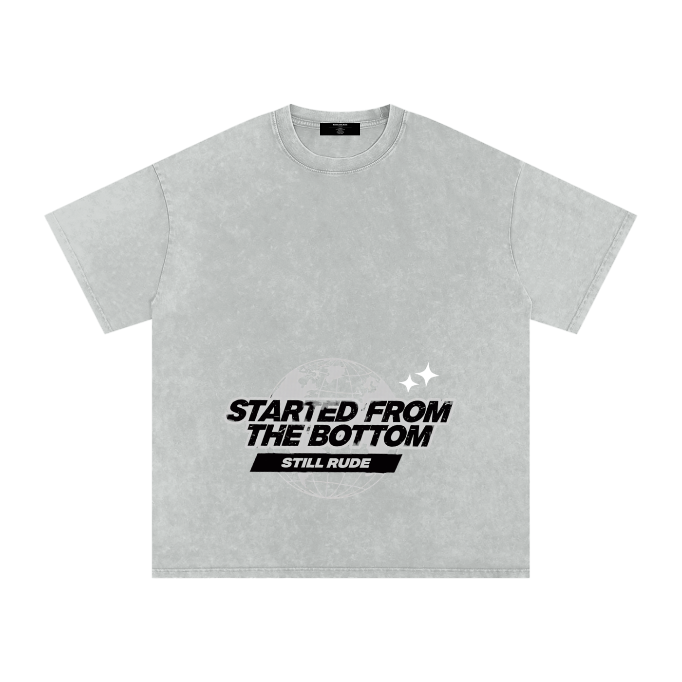 MENS ' FROM THE BOTTOM ' Snow Washed Oversized Cotton TEE