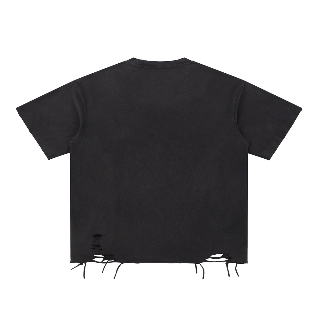 NENs 'RIPPING SHIT' Snow Washed Raw-Hem TEE