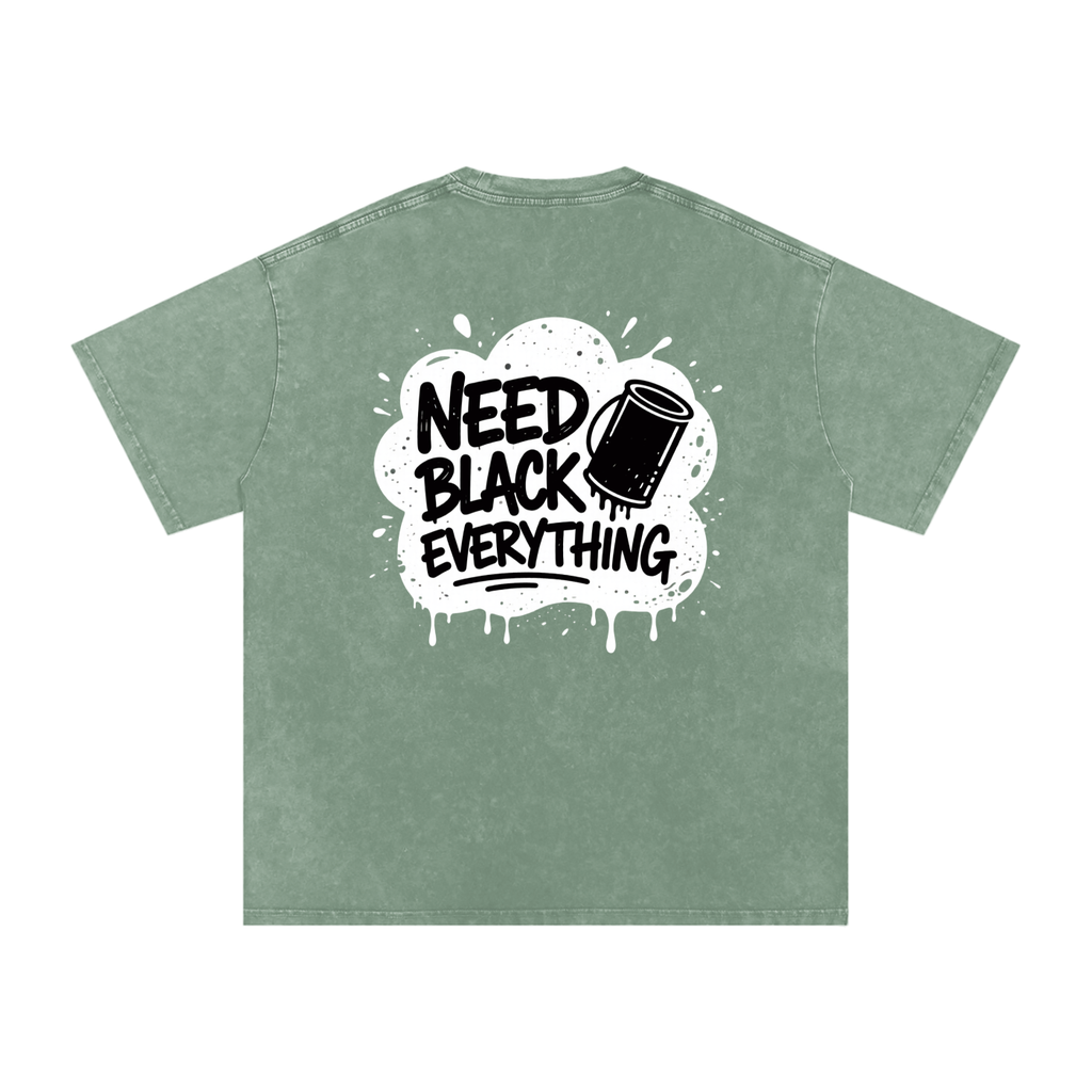 MENS 'NEED  BLACK EVERYTHING 'Snow Washed Oversized Cotton TEE