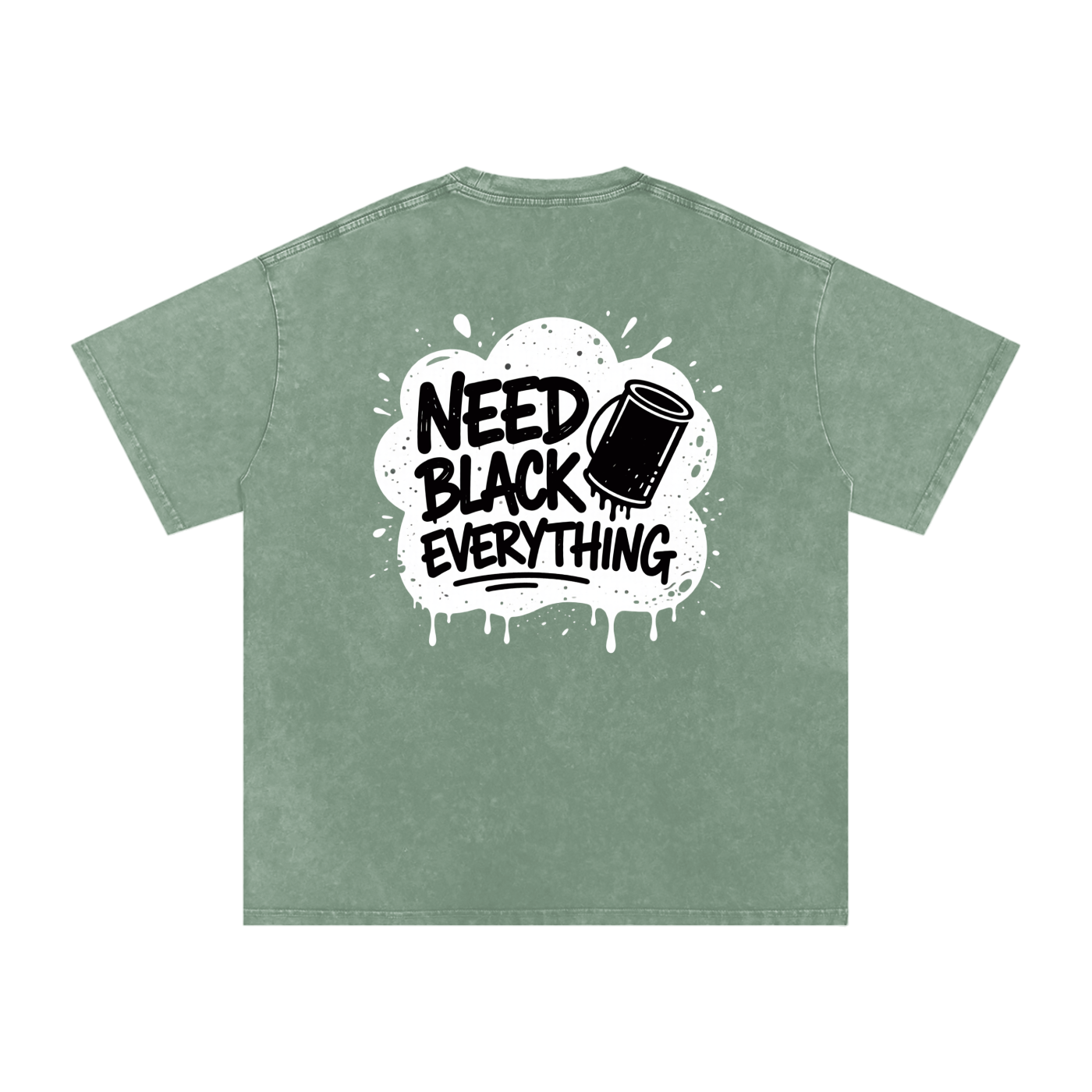 MENS 'NEED  BLACK EVERYTHING 'Snow Washed Oversized Cotton TEE