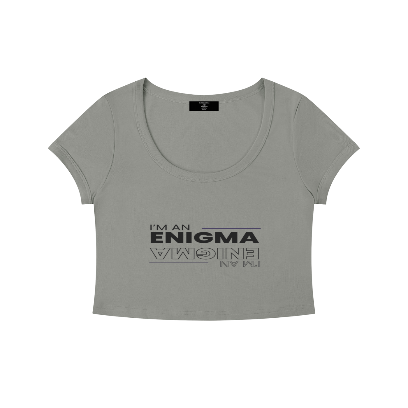 Womens 'ENIGMA' Solid Color Slim Crop Tee