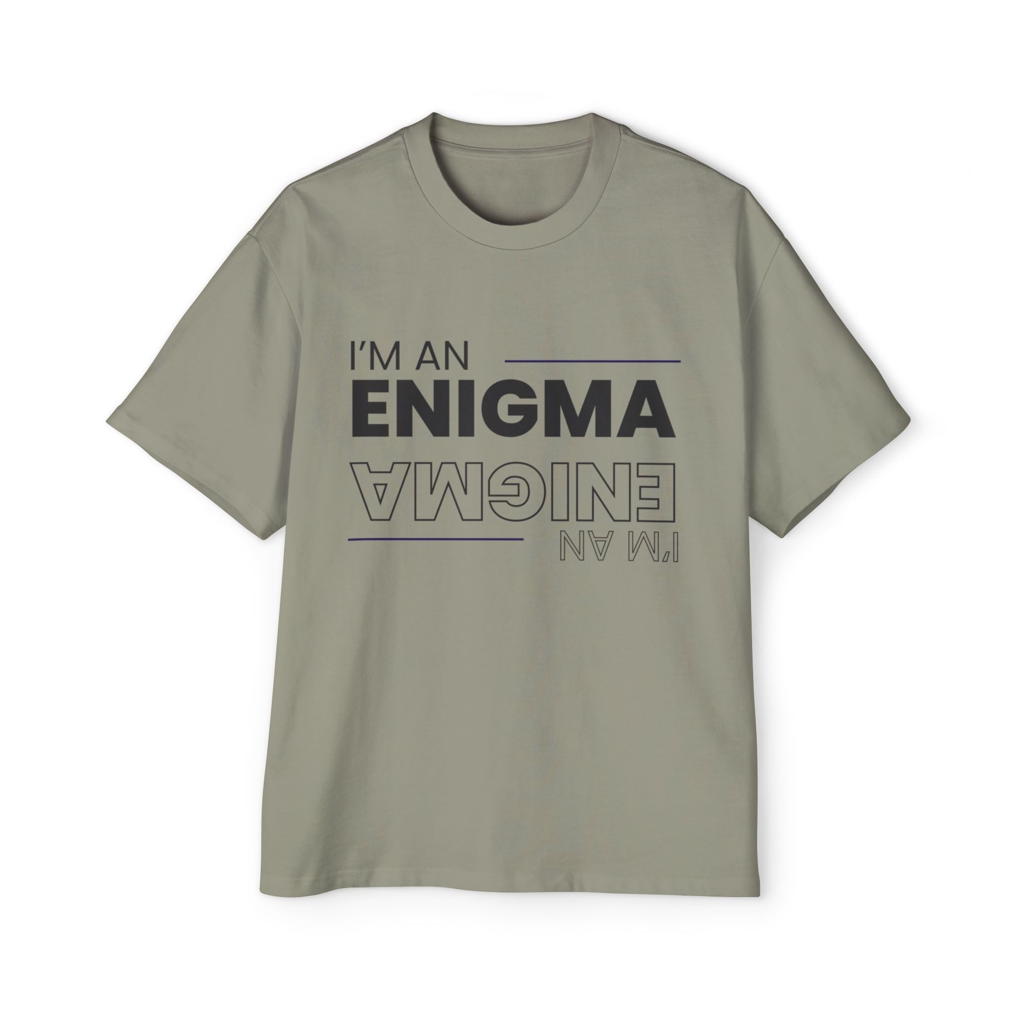 I'm An Enigma Oversized Tee — Graphic Men’s Heavy Cotton Shirt with Back Star & "Blunt & Bold" Print