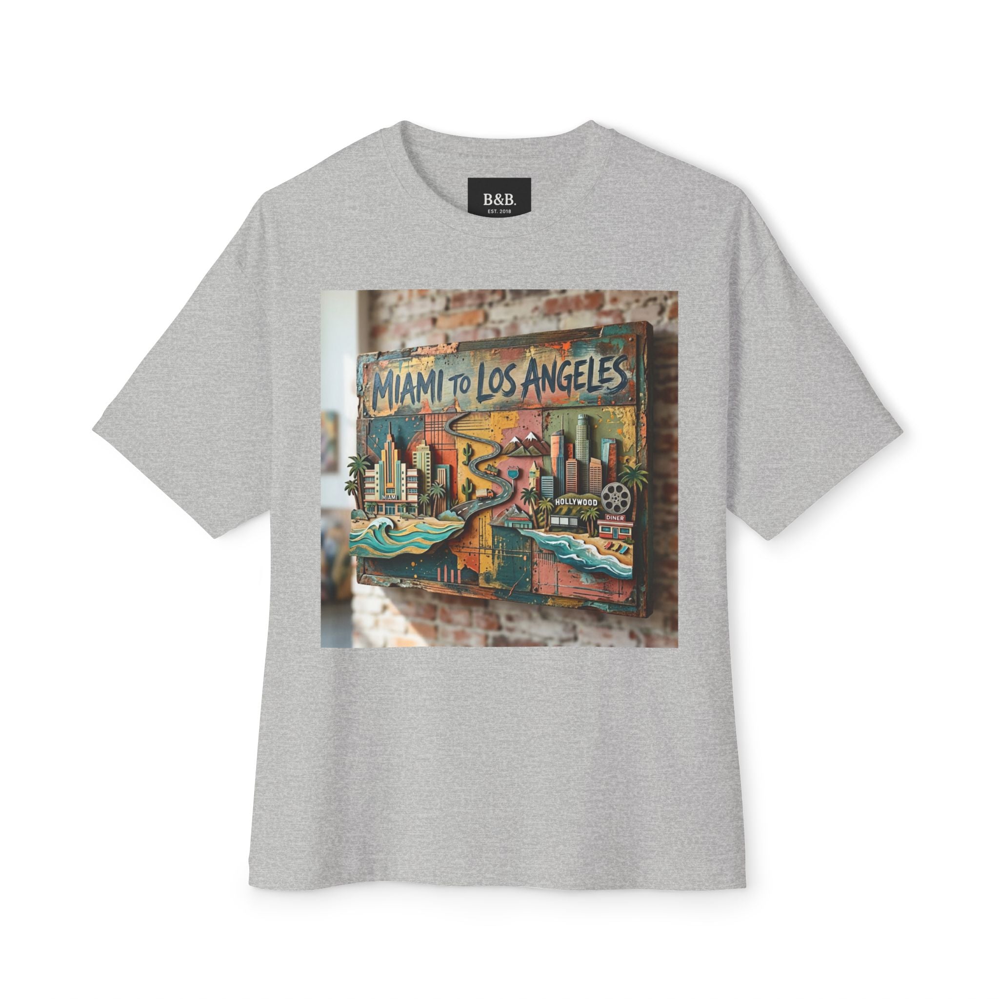 Mens MIA to LAX Graphic Tee — Miami to Los Angeles Vintage Oversized Tee