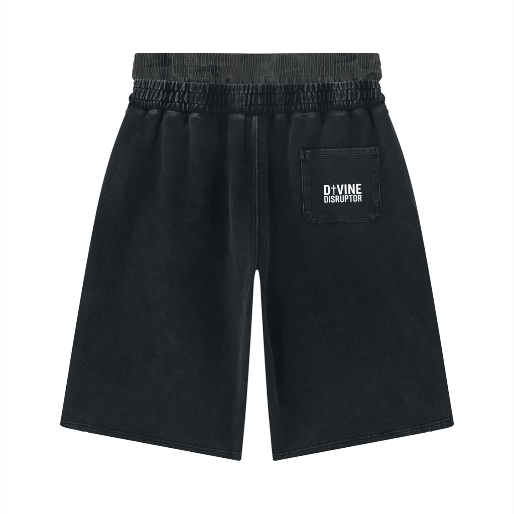 MENS 'DIVINE DISRUPTOR'  Vintage Wash Distressed Wide Leg Shorts