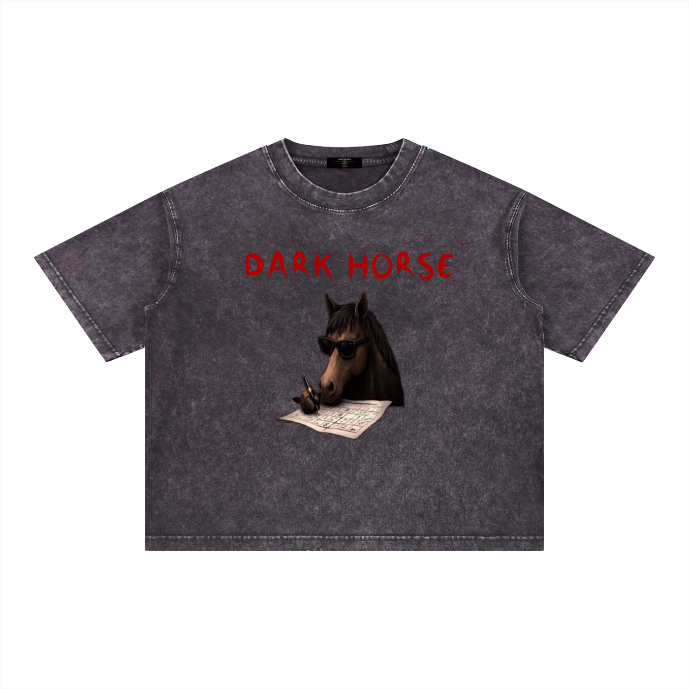 Mens 'DARK HORSE" Mineral Wash Boxy Cotton Tee