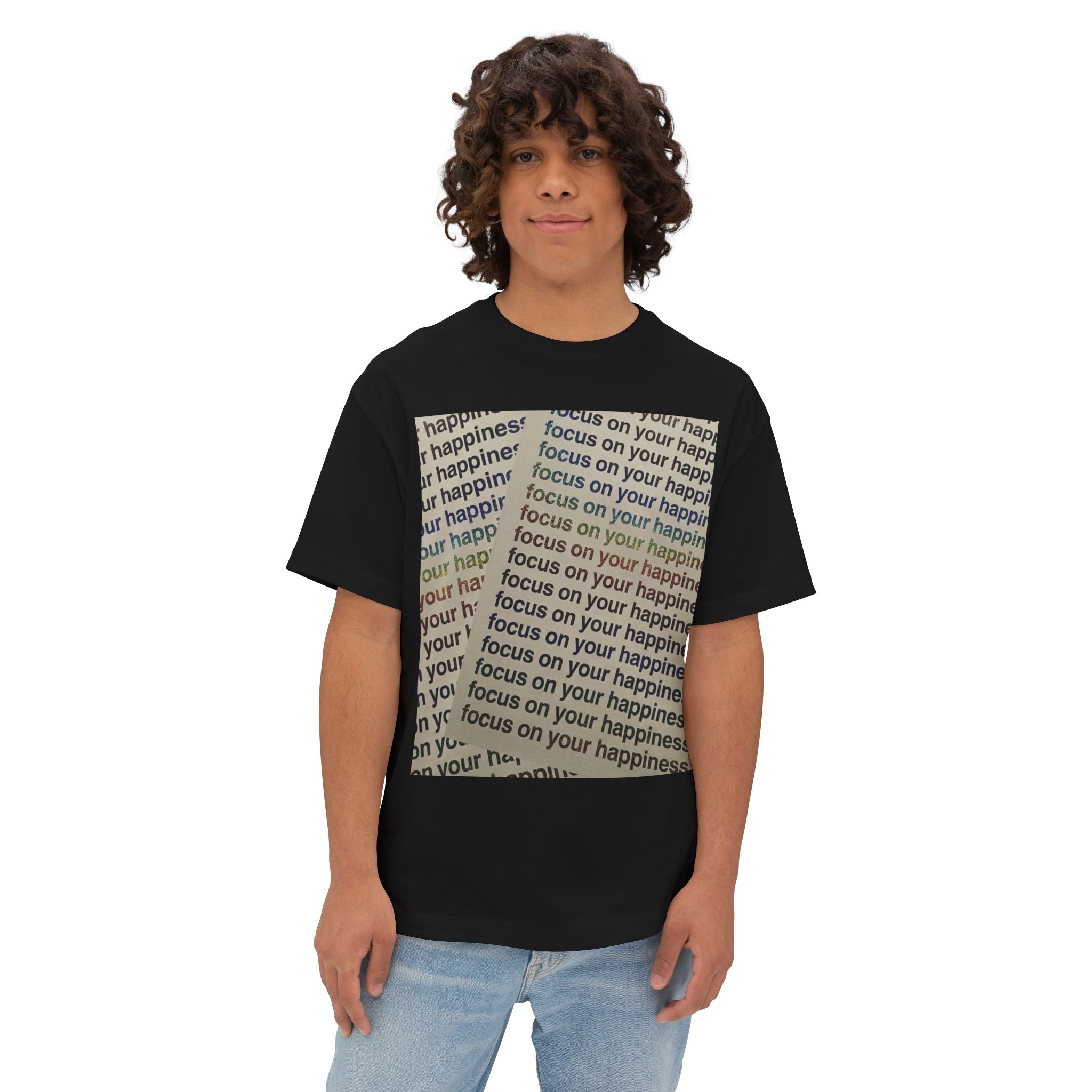 Mens Focus on Your Happiness Oversized Tee