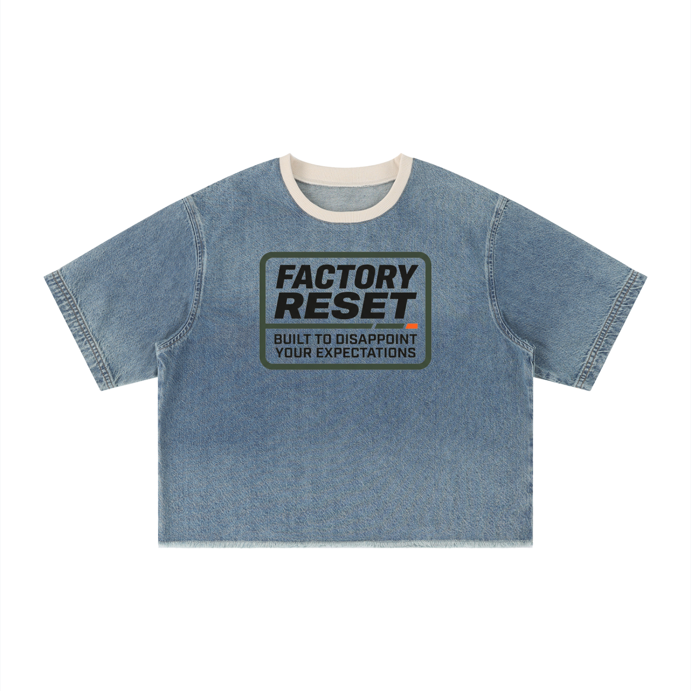 Mens 'EXPECTATIONS' Vintage Wash Boxy Raw Hem Denim Tee