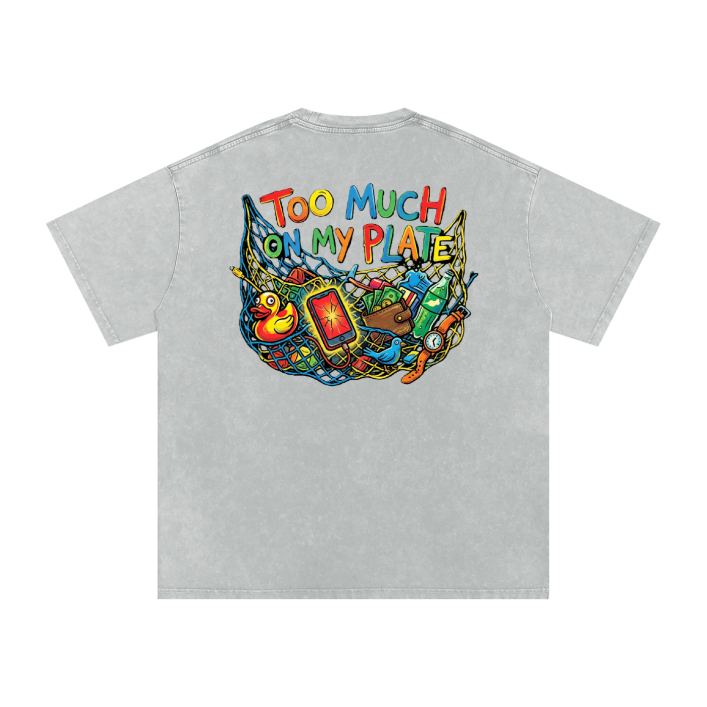 MENS '2 MUCH 2 PLATE' Snow Washed Oversized Cotton TEE