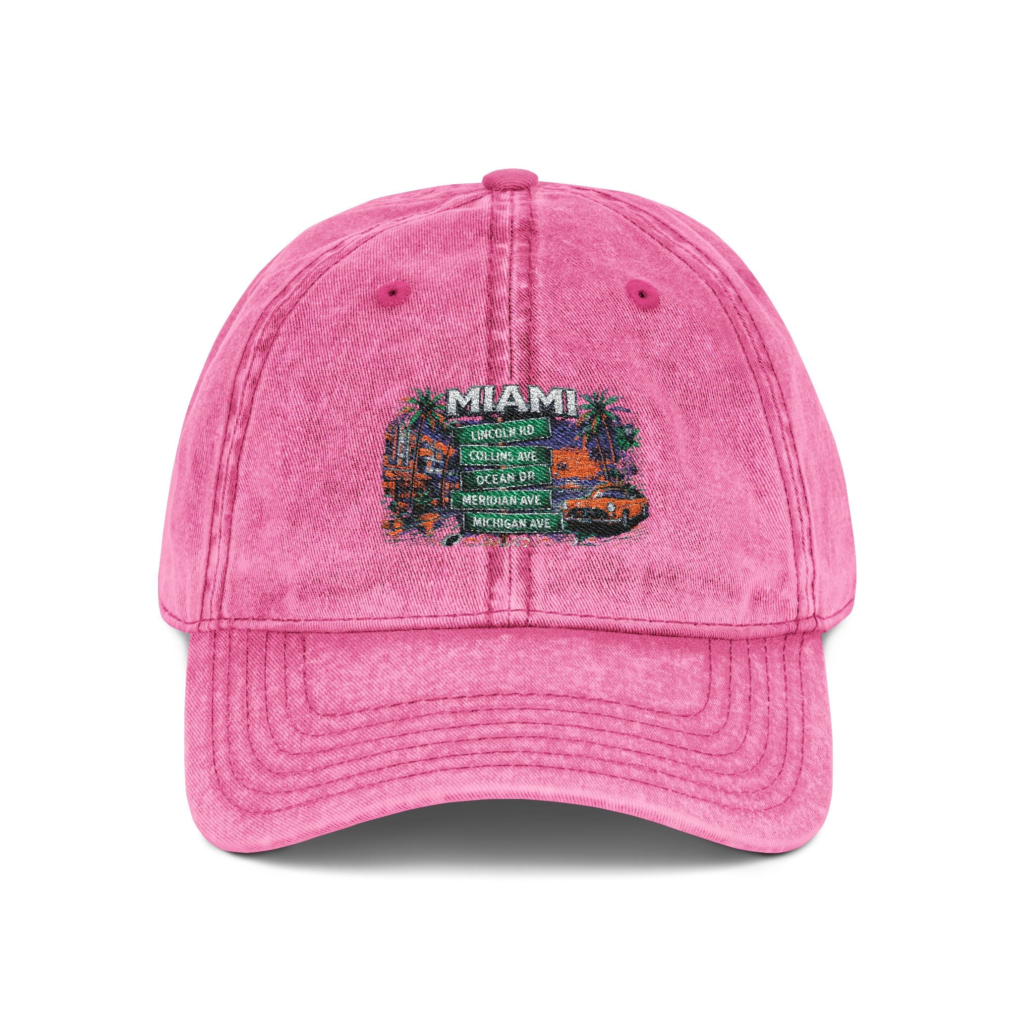 B & B Miami' Floral Flag Patch Vintage Embroidered Cap