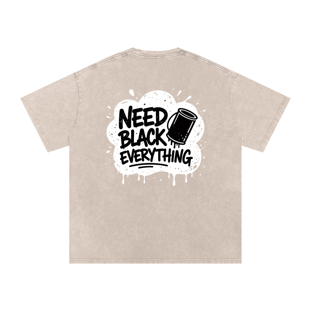 MENS 'NEED  BLACK EVERYTHING 'Snow Washed Oversized Cotton TEE