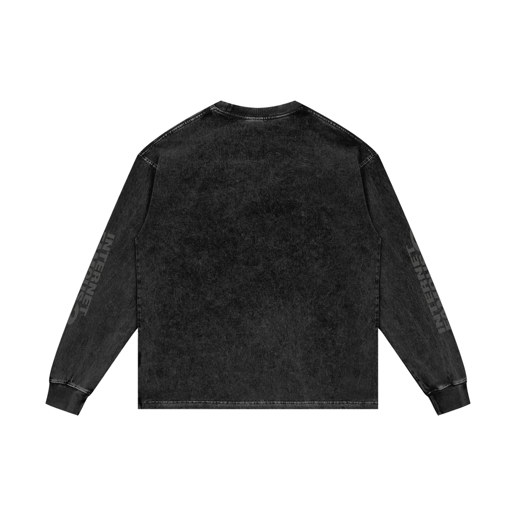 MENS '  INTERNET FAMOUS ; Acid Wash Oversize Long Sleeve TEE