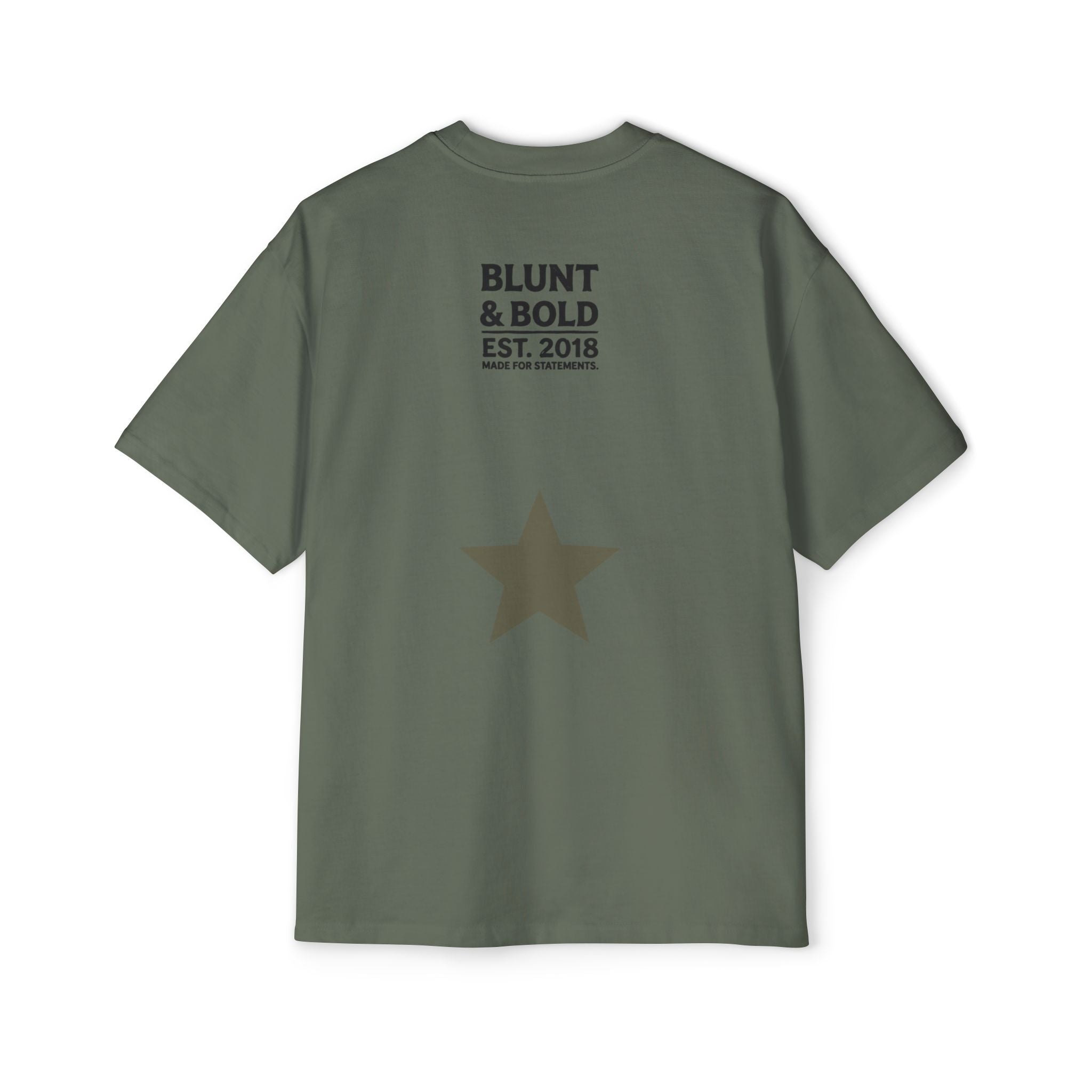 I'm An Enigma Oversized Tee — Graphic Men’s Heavy Cotton Shirt with Back Star & "Blunt & Bold" Print
