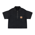 Unisex Vintage Wash Boxy Quarter-Zip Denim Shirt