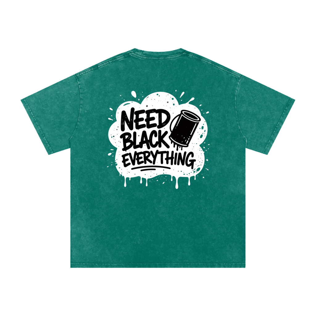 MENS 'NEED  BLACK EVERYTHING 'Snow Washed Oversized Cotton TEE