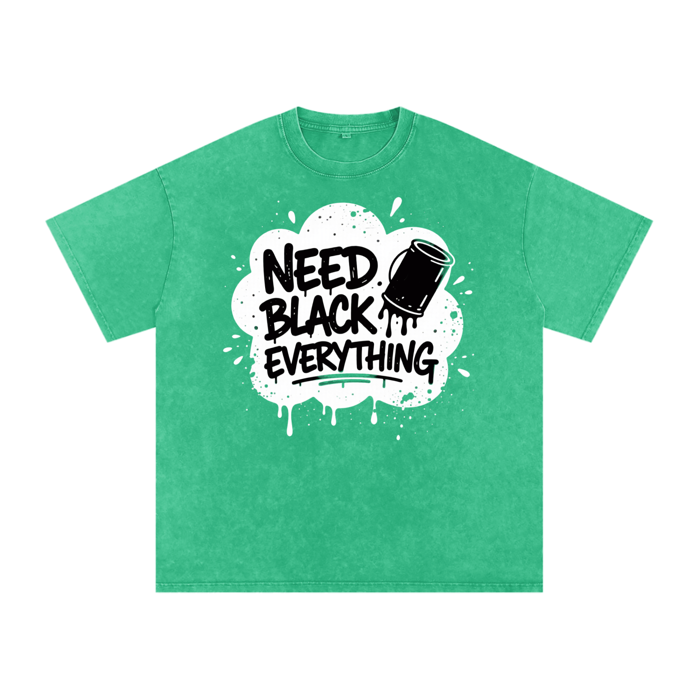 MENS 'NEED  BLACK EVERYTHING 'Snow Washed Oversized Cotton TEE