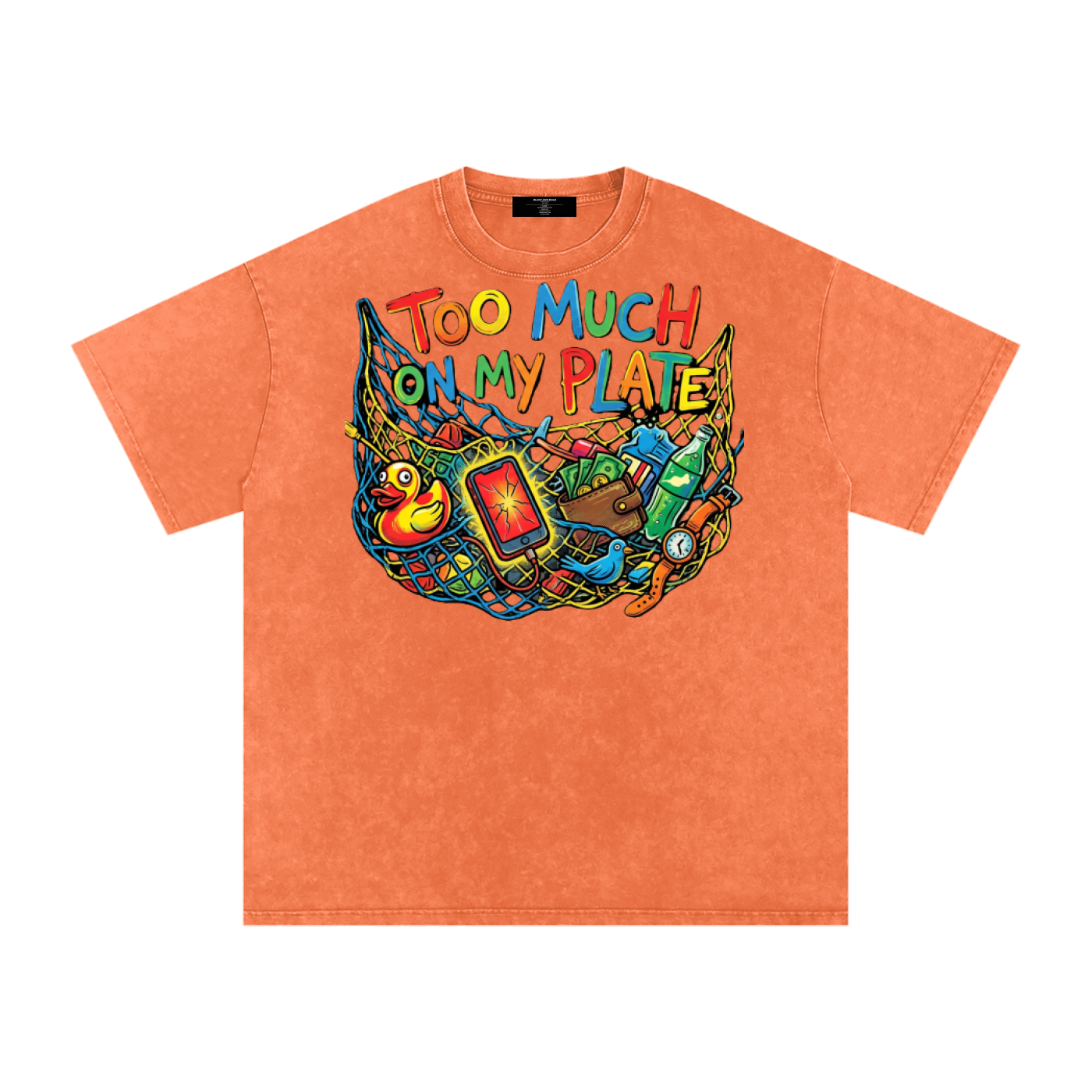 MENS '2 MUCH 2 PLATE' Snow Washed Oversized Cotton TEE
