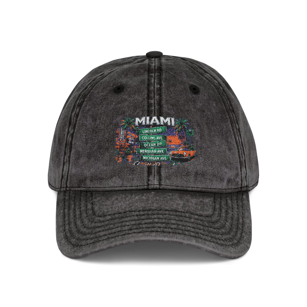 B & B Miami' Floral Flag Patch Vintage Embroidered Cap
