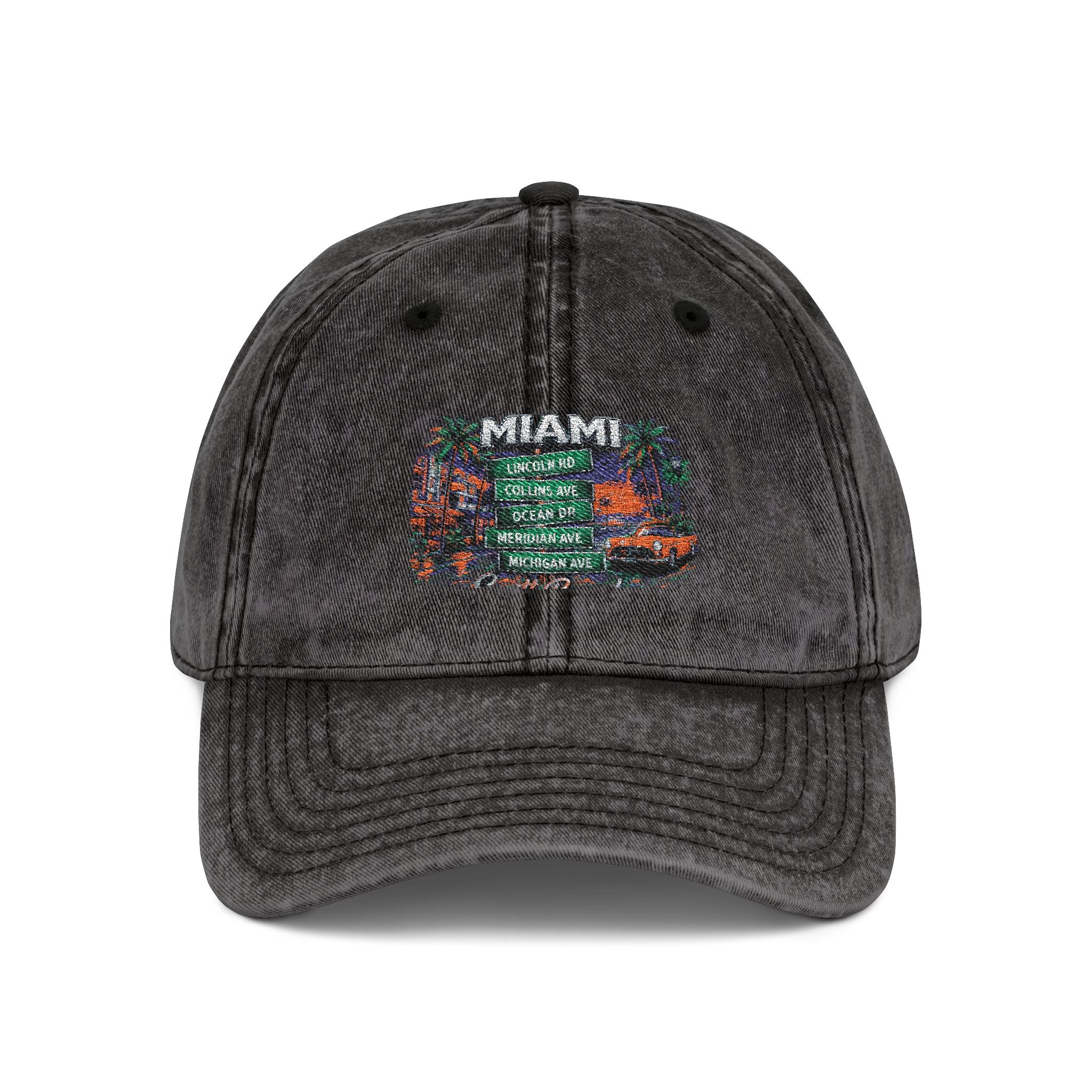 B & B Miami' Floral Flag Patch Vintage Embroidered Cap