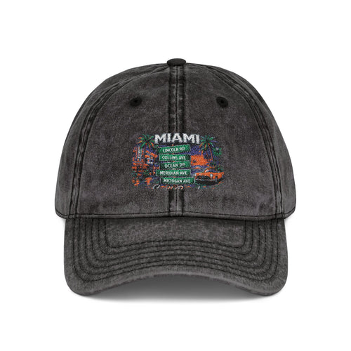 B & B Miami' Floral Flag Patch Vintage Embroidered Cap