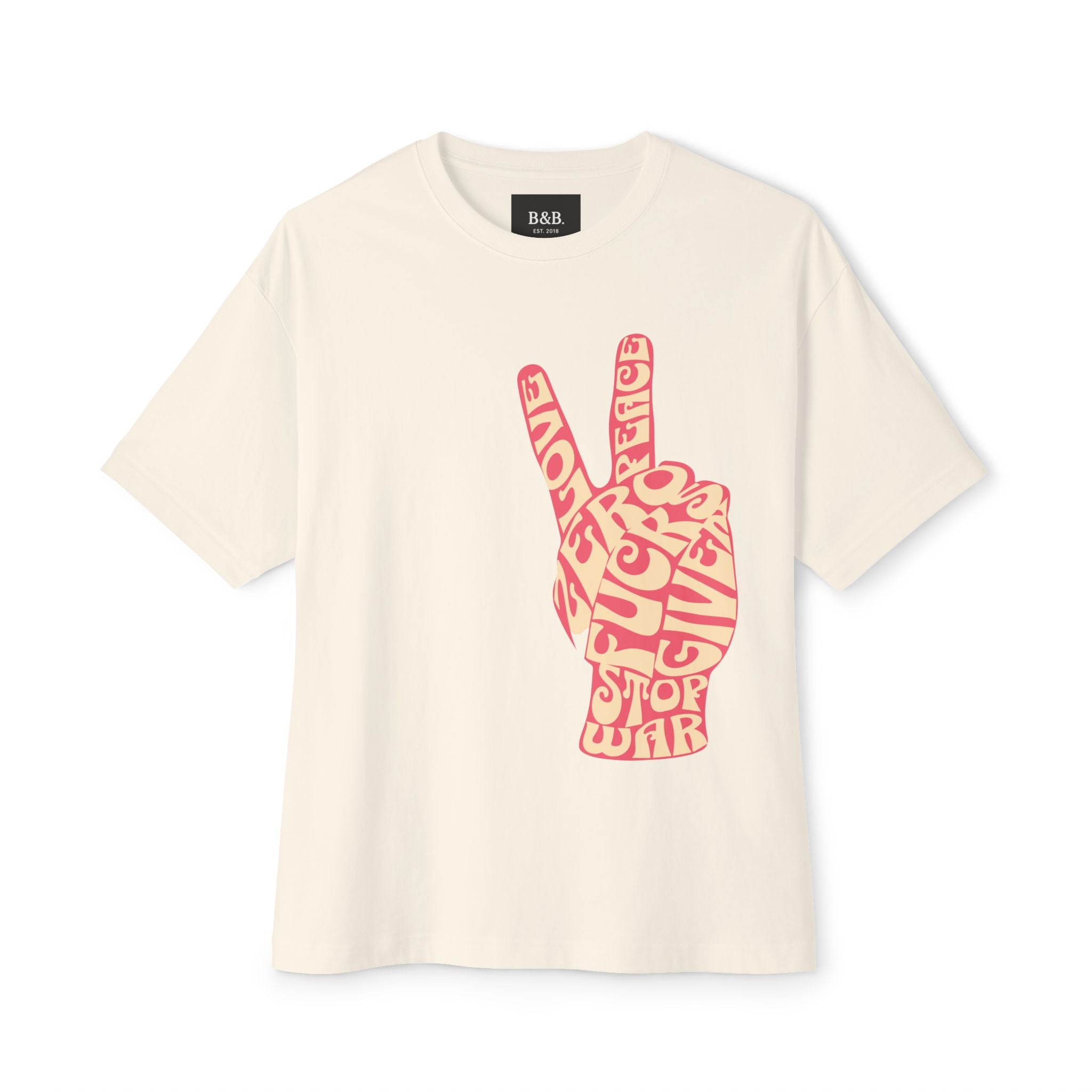 Mens Zero Fucks Peace Sign Graphic Oversized Tee