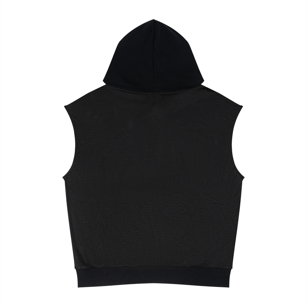 MENS ' FUCK RULES  Panel Mesh Sleeveless Hoodie