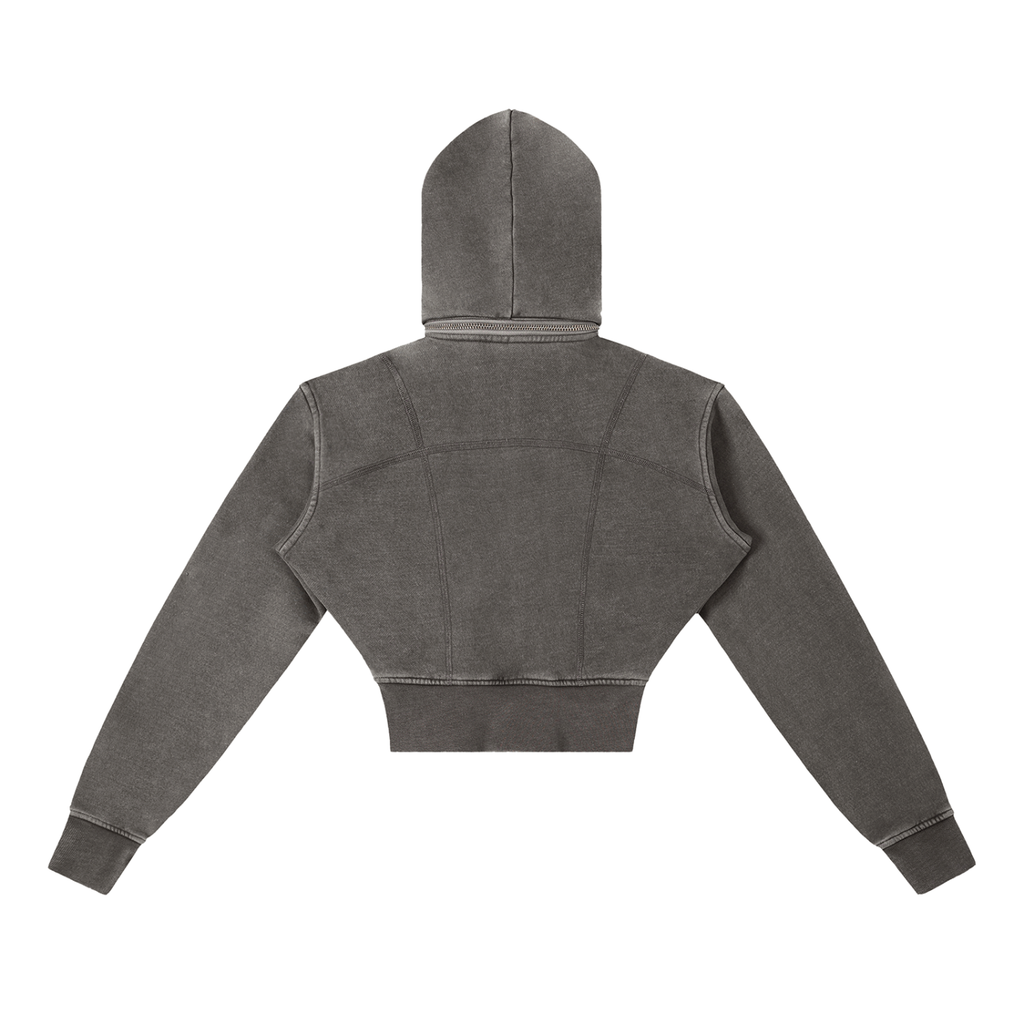 Womens 'STAY WILD' Vintage Washed Cropped Fleece Hoodie