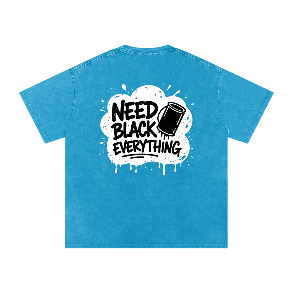 MENS 'NEED  BLACK EVERYTHING 'Snow Washed Oversized Cotton TEE