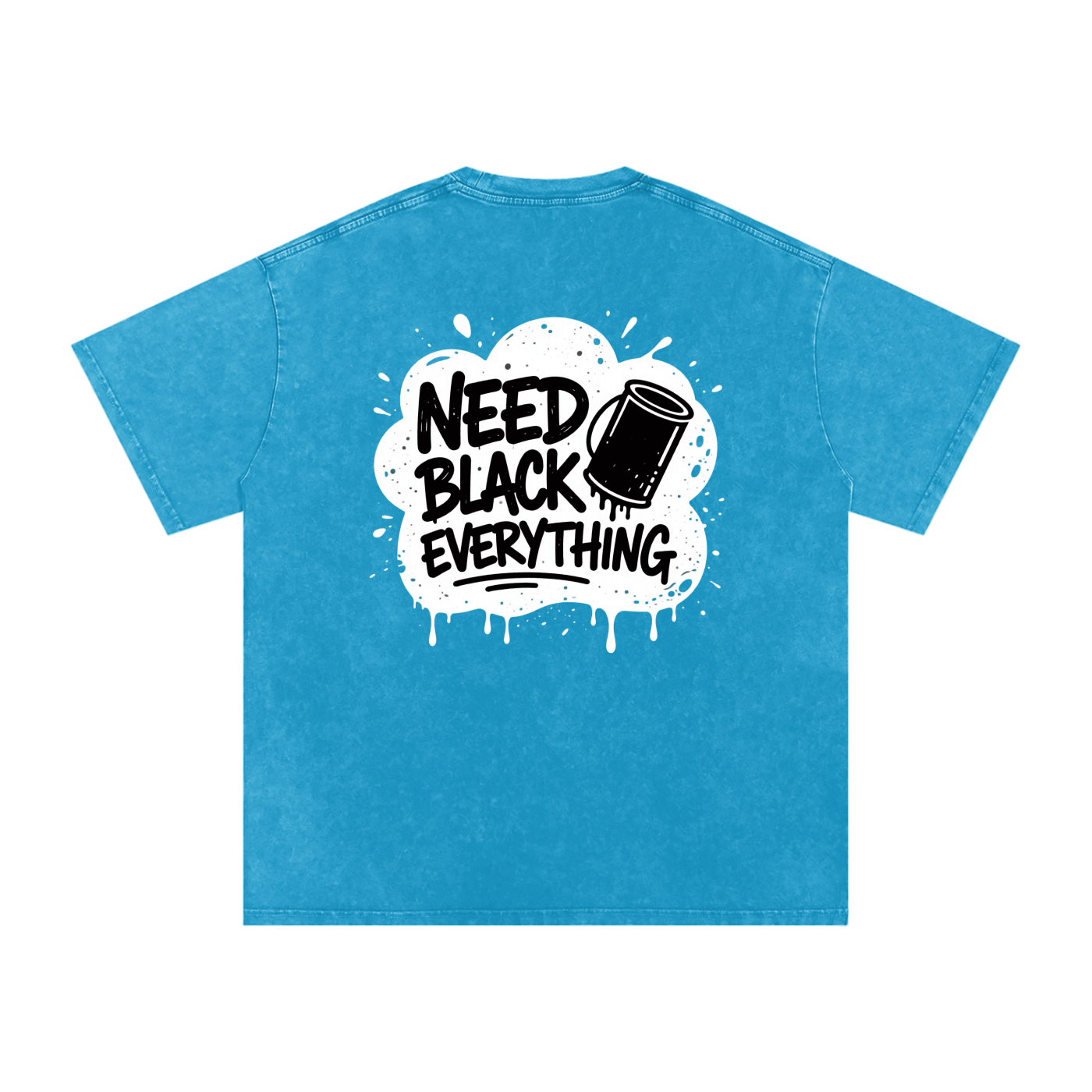 MENS 'NEED  BLACK EVERYTHING 'Snow Washed Oversized Cotton TEE