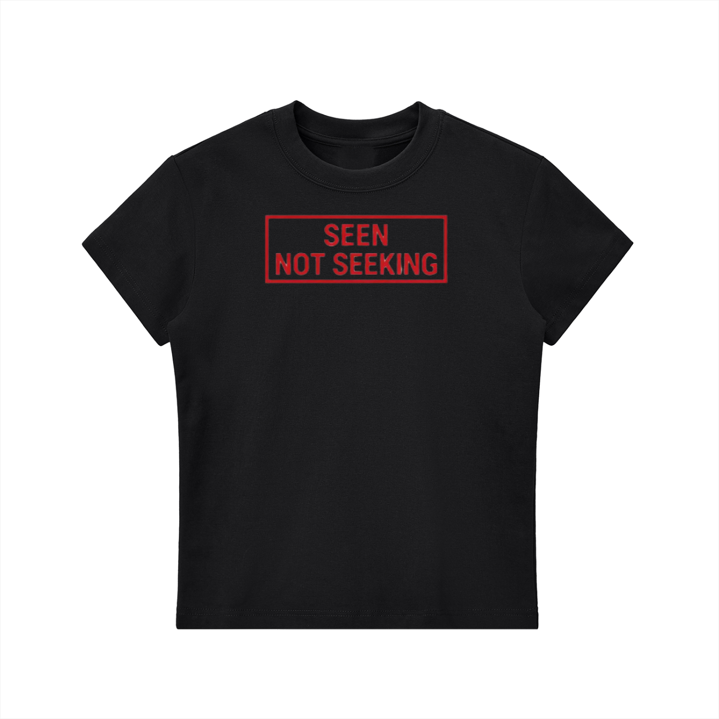Womens 'SEEN NOT SEEKING' Essential Bodycon Crewneck Tee