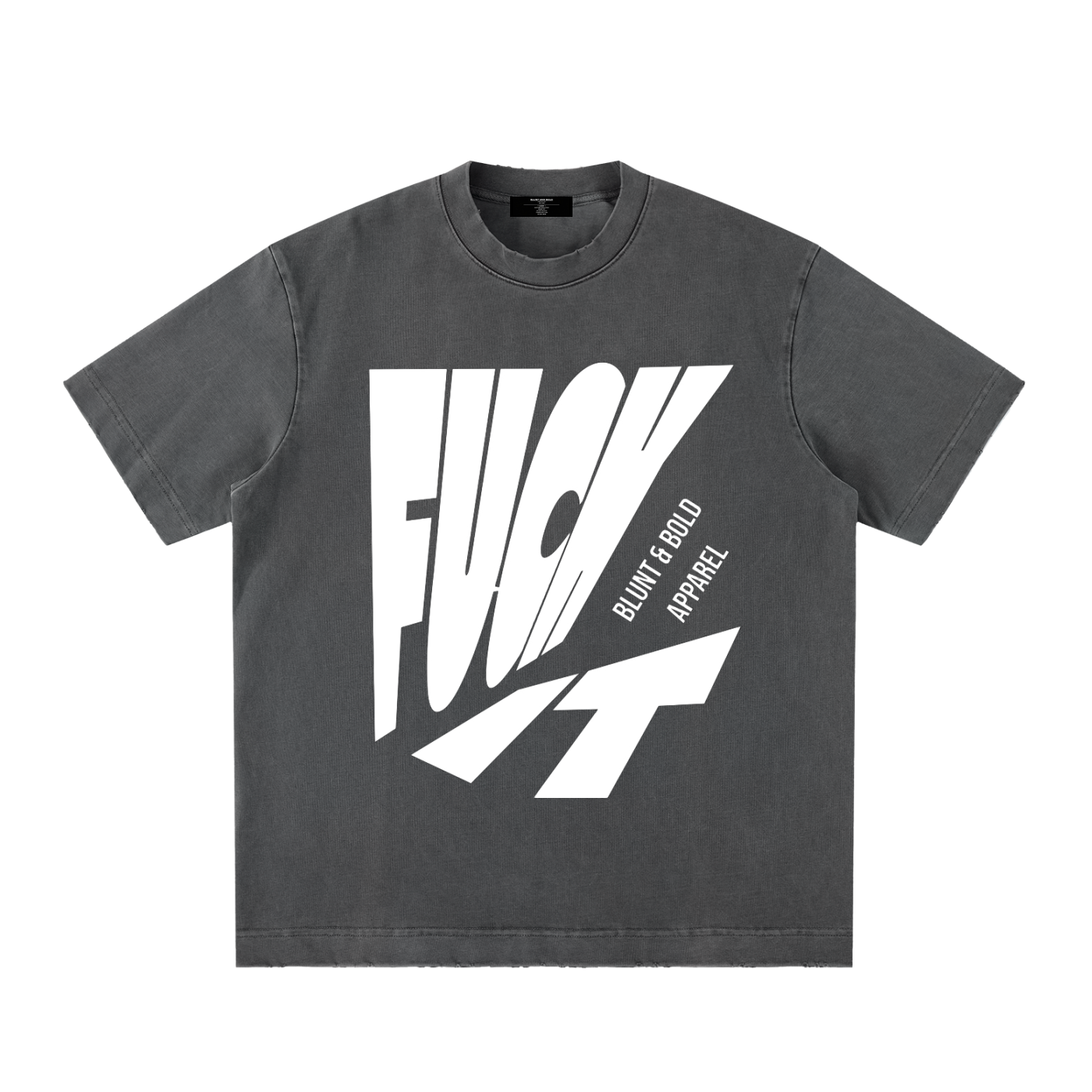 Mens 'FUCK IT' Heavyweight Vintage Washed Frayed Tee