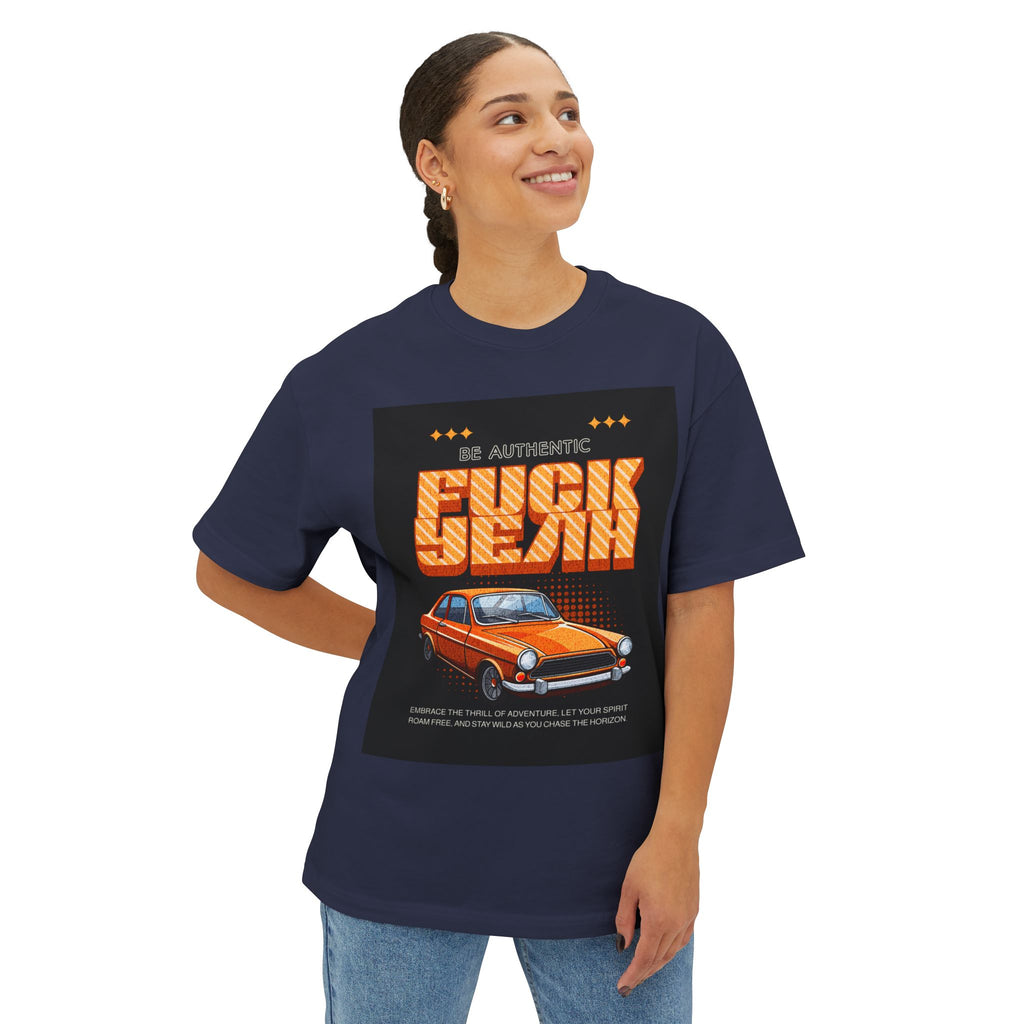 Mens FUCK YEAH Retro Oversized Box Tee