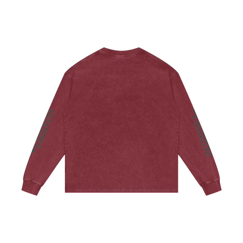 MENS '  INTERNET FAMOUS ; Acid Wash Oversize Long Sleeve TEE