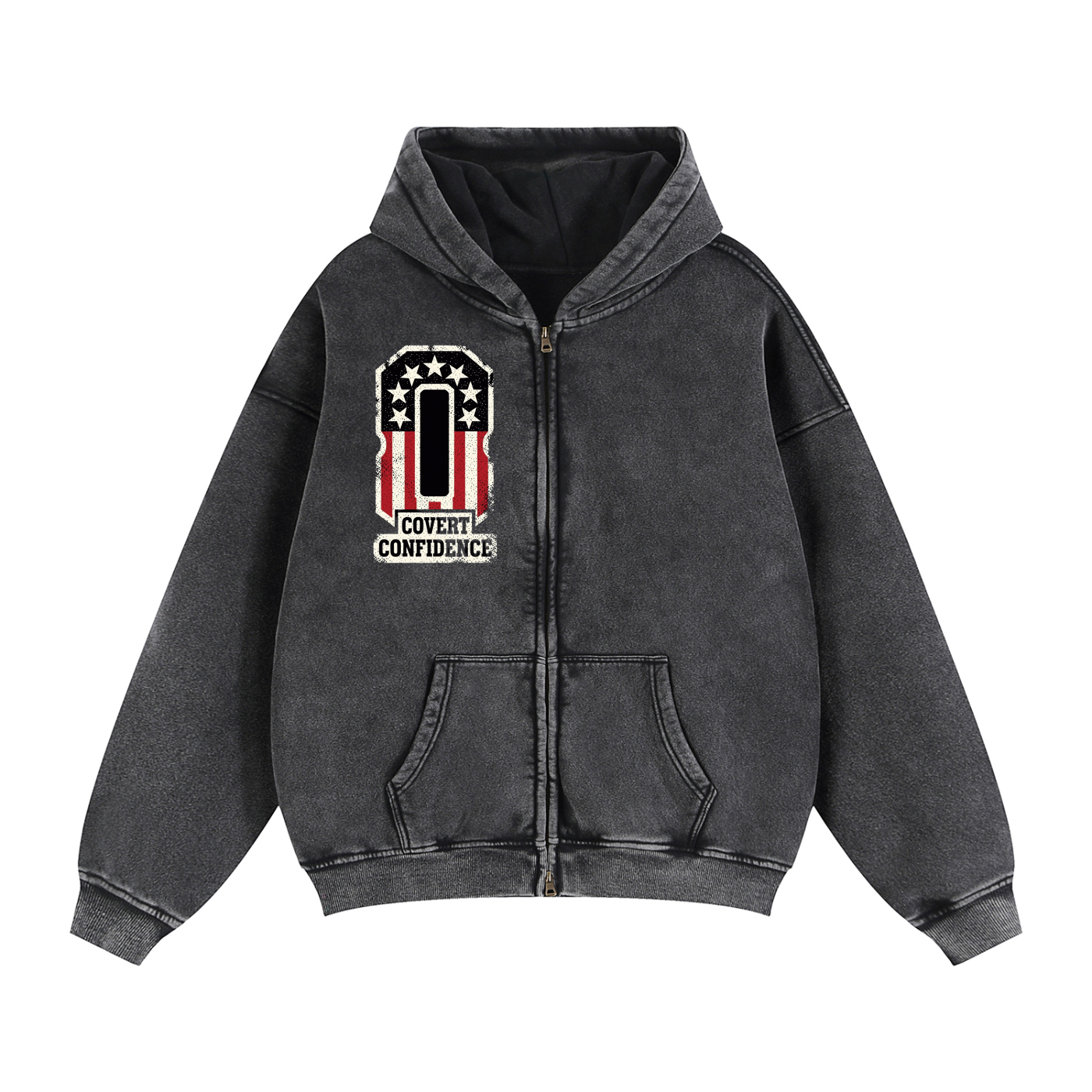 MENS 'COVERT CONFIDENCE' Zip-Through Boxy Fleece Hoodie