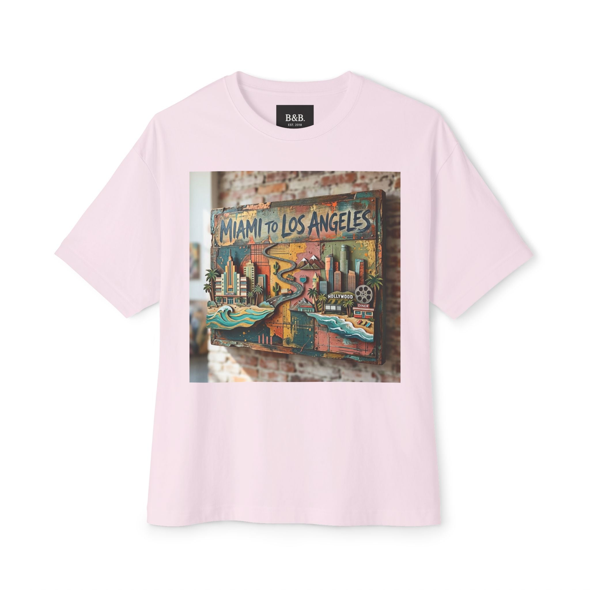Mens MIA to LAX Graphic Tee — Miami to Los Angeles Vintage Oversized Tee