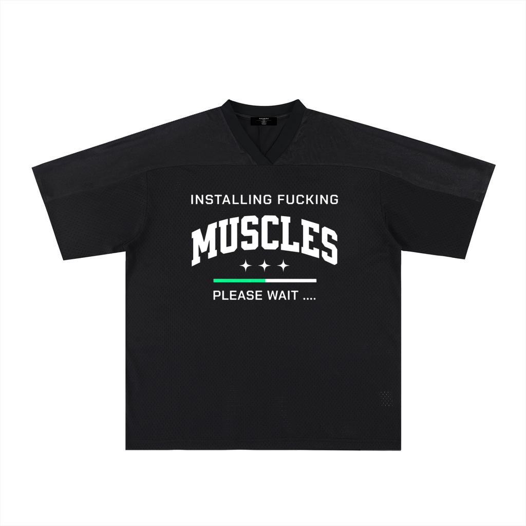Mens MUSCLES  Oversized Mesh V-Neck Soccer Jersey