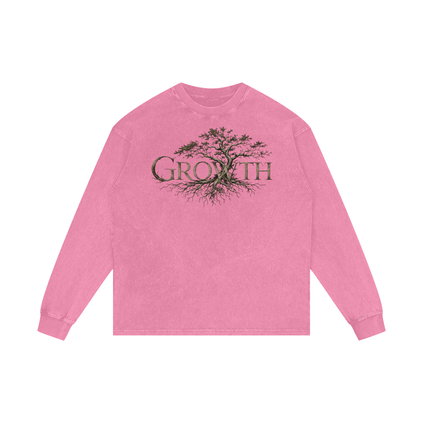MENS 'GROWTH' Acid Wash Oversize Long Sleeve TEE