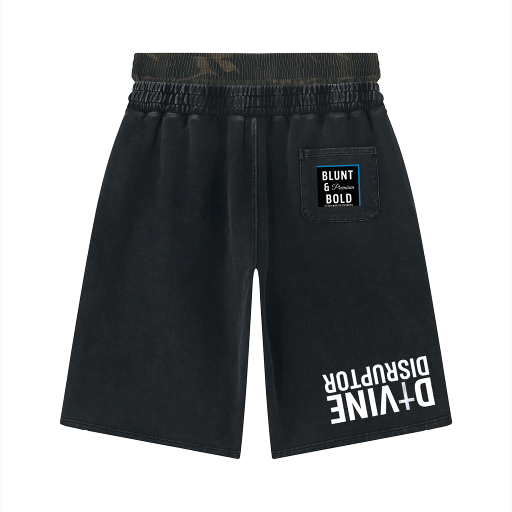 MENS  'DIVINE DISRPUPTOR ' Vintage Wash Distressed Wide Leg Shorts