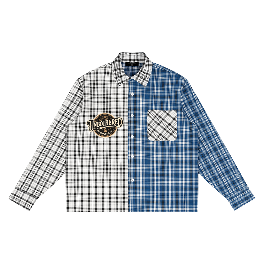 Unisex Oversized Plaid Color Block Shirt