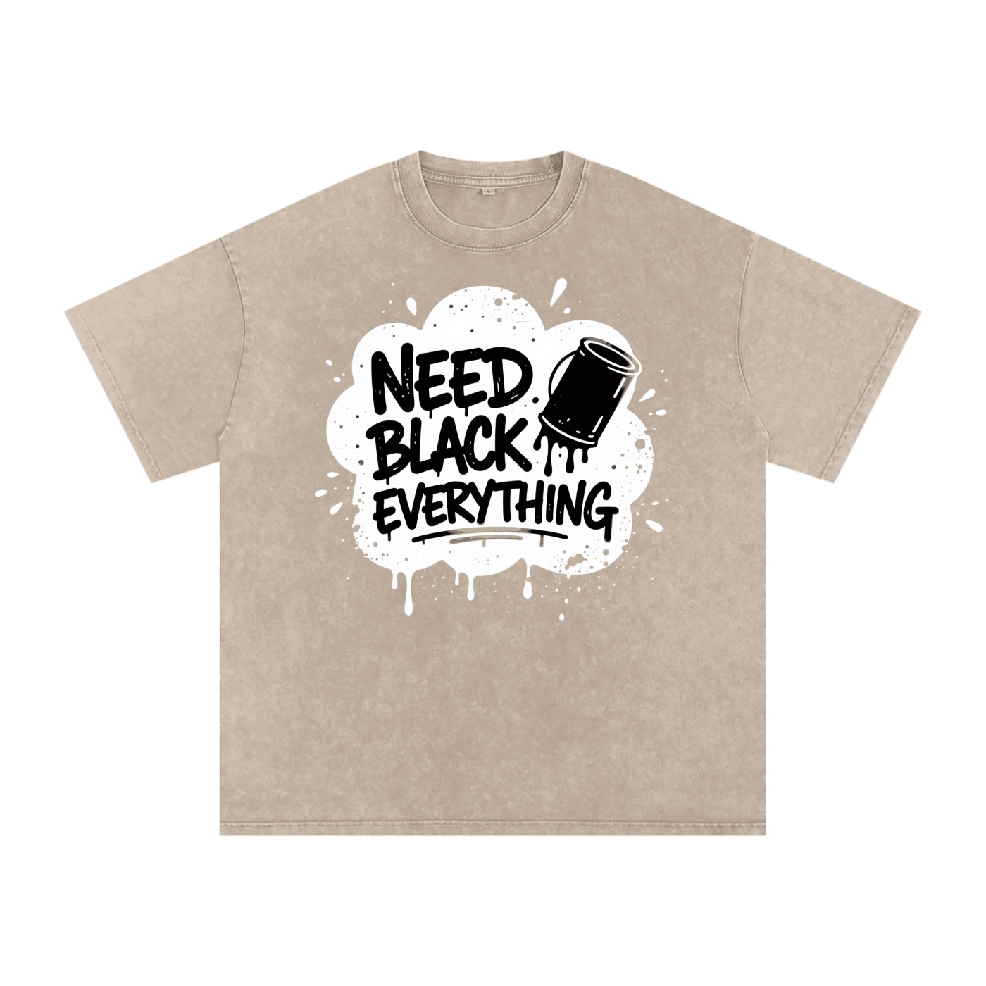 MENS 'NEED  BLACK EVERYTHING 'Snow Washed Oversized Cotton TEE